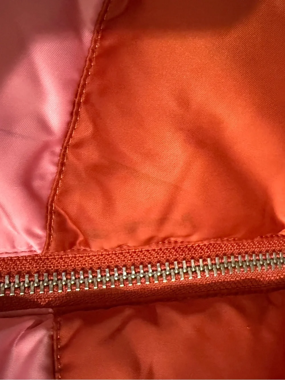 Molo Colorblock Puffer Jacket in Rust, Pink & Red